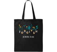 Forgiven John 3 16 Sac fourre-tout en coton écologique naturel Noir, Noir , Taille unique