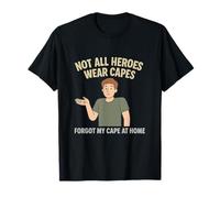 Forgot My Cape at Home Comic Hero Graphic Vert Mousse T-Shirt
