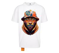 Forgotten Faces T-Shirt bleu clair / orange / noir / blanc, Taille M