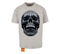Forgotten Faces T-Shirt 'Diamond Skull' bleu / anthracite / greige / orange, Taille XS