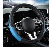 ForGue Voiture Cuir Caches de Volant pour BMW Série 5 Series 5er Serie 5 M5 520i 520d Antidérapant Couvre Volant en Cuir Respirant Decoration Interieur Accessoires, Black Blue Style