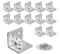Forhandy 20 Pcs Equerre Inox 30x30 mm, Fixation avec Vis, Metal 90 Degrés pour Meuble, Chaise, Bibliothèque