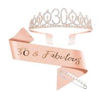 Forhandy Couronne d'anniversaire pour fille, 30.Diamond Crown, Plastique, Diamant rose