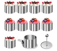 Forhandy Lot de 10 anneaux à dessert ronds de 8 cm de diamètre avec presse-poussoir