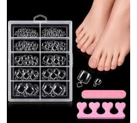 Forhandy Lot de 240 faux ongles d'orteils - 12 tailles - À coller avec séparateur d'orteils et lime à ongles - Couverture complète