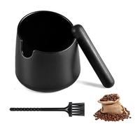 Forhandy Récipient de tapotement pour porte-filtre avec brosse de nettoyage - Noir mat - Pour marc de café - Machine à café - Pour boîte à tamis - Porte-filtre - Accessoires