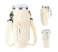 Forhandy Sac pour bouteille d'eau Stanley Cup 40 oz, en néoprène, portable, avec compartiment pour téléphone portable, mousqueton, bandoulière réglable, pour la randonnée, les voyages, le camping
