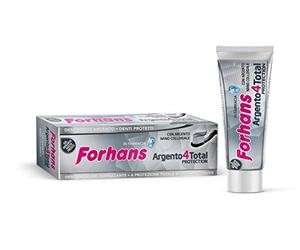 Forhans Gel Dentifrice Argent4TotalProtection à l'Argent Colloïdal, Action Totale, Antibactérien pour l'Hygiène Bucco-Dentaire, avec Phosphate et Carbonate de Sodium, 75 ml