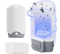 Forhimn Piège à mouches d'intérieur, 2 attrape-mouches à brancher avec 6 recharges de cartes de colle, piège à mouches et moucherons pour la maison, attrape-lumière collant pour insectes volants