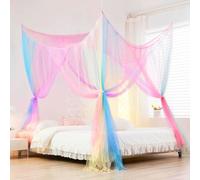 Forhome Ciel de Lit Cabane, Coloré Moustiquaire de Lit, Baldaquin de lit pour Décoration de Chambre de Fille, Décoration pour Chambre d'enfant, Chambre de Bébé, Baldaquin, Carrée Moustiquaire