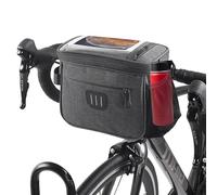 Forhome Sacoche de Guidon Vélo, 5L Sac de Panier de Vélo Étanche, Sac de Guidon Avant de Vélo avec écran Tactile Réglable et Bandoulière, avec Sac en Filet Sac de Guidon de Vélo, Sac Avant de Vélo