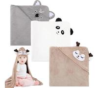 Forhome Serviette de Bain à Capuche pour Bébé, Peluche De Corail De Haute Qualité, Bain Super Absorbante, Serviettes pour Enfants en Bas âge avec Trois Animal Motifs