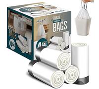 FORID Lot de 240 petits sacs poubelle avec cordon de serrage - 15 litres - En plastique blanc - Pour salle de bain, toilettes, chambre à coucher, bureau, toilettes
