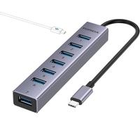FORIDA Hub USB C vers USB, 8 ports USB C avec 7 ports de données USB 3.0, coque en alliage d'aluminium, répartiteur USB avec port d'alimentation USB C 5 V/3 A pour ordinateur portable et plus encore