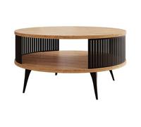 Best mobilier – Table basse ronde Forini – Aspect chêne naturel et noir, 1 niche, 75 cm – Noir/Bois