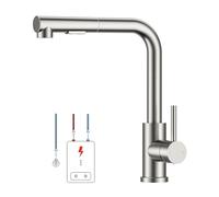 FORIOUS Robinet Cuisine Basse Pression, Mitigeur Monocommande Eau Chaude Et Froide, Rotation À 360°, Compatible Avec Chaudière Et Appareils Sous Évier, Acier Inoxydable