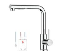 FORIOUS Robinet Cuisine Basse Pression, Mitigeur Monocommande Eau Chaude Et Froide, Rotation À 360°, Compatible Avec Chaudière Et Appareils Sous Évier, Chrome Poli