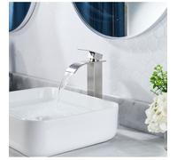 FORIOUS Robinet Lavabo Haut, Robinet Lavobo Cascade en Colonne carrée, Économiseur D'eau et D'énergie, Inox Brossé