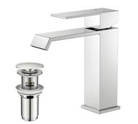 FORIOUS Robinet Salle de Bain, Mitigeur Lavabo Cascade Chromé | Hauteur de Bec de 115 MM, Avec Bonde de Vidage Clic-Clac，Économiseur d'Eau et d'Énergie, Mitigeur Pratique