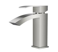 FORIOUS Robinet Salle de Bain, Mitigeur Lavabo Cascade Monocommande, Eau Chaude et Froide, Hauteur de Bec 100 mm, Design Bec à Grille et Économiseur d’Eau, Acier Inoxydable