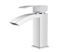 FORIOUS Robinet Salle de Bain, Mitigeur Lavabo Cascade Monocommande, Eau Chaude et Froide, Hauteur de Bec 100 mm, Design Bec à Grille et Économiseur d’Eau, Chromé