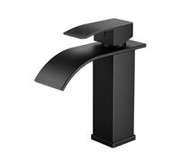 FORIOUS Robinet Salle de Bain, Mitigeur Lavabo Cascade Noir | Hauteur de Bec de 110 MM, Économiseur d'Eau et d'Énergie, Mitigeur Pratique