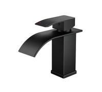 FORIOUS Robinet Salle de Bain, Mitigeur Lavabo Cascade Noir | Hauteur de Bec de 80 MM, Économiseur d'Eau et d'Énergie, Mitigeur Pratique