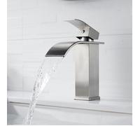 FORIOUS Robinet Salle de Bain, Robinet Lavobo Cascade en Colonne carrée, Économiseur D'eau et D'énergie, Inox Brossé