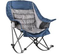 Foristrail Chaise de camping à bascule surdimensionnée pour adultes - Capacité de 181,4 kg - Chaise de camping rembourrée avec porte-gobelet, chaise à bascule portable et pliable pour camping, jardin