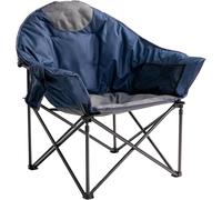 Foristrail Chaise de camping surdimensionnée avec porte-gobelet et sac de transport - Chaise soucoupe lune robuste de 226,8 kg pour extérieur, pelouse, sport, terrasse - Canapé pliable rembourré, bleu