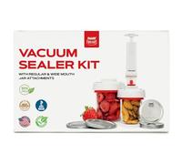 FORJARS Kit d'accessoires pour scelleuse sous vide pour bocaux Mason - Compatible avec les goulots standard et larges, pompe sans fil pour sceller manuellement portable, sans électricité, scelleuse
