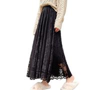 FORKIS Jupe Vintage Femme Dentelle Crochet Parapluie Longue Bohème Taille Haute Creux Maxi Printemps Été