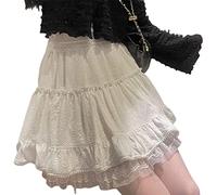 FORKIS Jupes Mini jupe en dentelle blanche pour femme et fille Kawaii Jupe courte pour l'été Fairycore Vêtements Lolita Vêtements Fairy Core