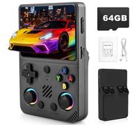 Forlarme RG36PRO Retro Video Game Console-Support 30000+ Classic Games,3.5" IPS Screen,Open Source System,64G TF Card,3000mAh Battery,Portable Console for Teen Or Partner - Gift for Christmas - Black