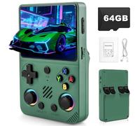 Forlarme RG36PRO Retro Video Game Console-Support 30000+ Classic Games,3.5" IPS Screen,Open Source System,64G TF Card,3000mAh Battery,Portable Console for Teen Or Partner - Gift for Christmas - Green