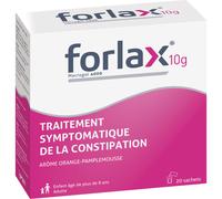 Forlax 10g Macrogol 4000 Traitement Constipation Arome Orange-Pamplemousse 20 Sachets