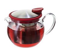 FORLIFE Bola Théière en verre avec infuseur à panier, 444 ml, rouge