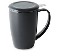 FORLIFE Curve Grande tasse à thé avec infuseur et couvercle, 445 ml, noir graphite
