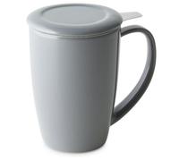 FORLIFE Curve Tasse à thé avec infuseur et couvercle 425 ml, Porcelaine, gris, 15-Ounce / 443 ml