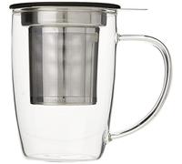 Forlife - Tasse à thé NewLeaf en verre avec infuseur et couvercle, noir - FNG-BLK