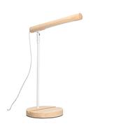 Forlight Arlo - Lampe de Bureau LED en Bois Naturel. Lampe de Table en Acier Blanc et Bois avec Lumière LED Neutre 4000K