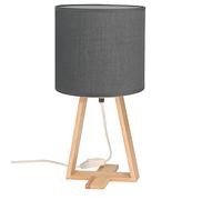 Forlight Lampe de table nordique Nuts pour la chambre à coucher et le salon. Lampe de chevet en bois naturel et textile gris pour chambre à coucher et salon. E27