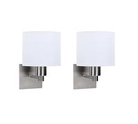Forlight LYON (2 pcs.) Applique de chambre à coucher en nickel satiné avec abat-jour en textile blanc. Lampe de chevet pour ampoule E27.
