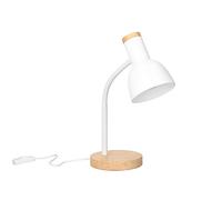 Forlight Mila - Lampe de Bureau de Style Nordique. Lampe de Table E27 en Acier Blanc et Bois Clair Naturel