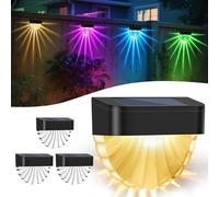 Forlivese Lampe Solaire Exterieur Jardin,4 Lampe Solaire ExtéRieur,2 Modes 8 Colours Lampes Solaires,Etanche Ip65 Solar Lights Outdoor pour Jardin Terrasse Cour, Blanc Chaud/RGB
