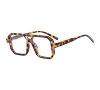 FORLUZ Lunettes de soleil à double pont vintage pour homme, protection solaire, style rétro tendance, UV400 (léopard transparent)