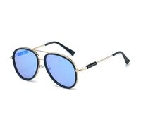 FORLUZ Lunettes de soleil classiques pour femmes, verres plats miroir roses, verres UV400, lunettes de soleil de voyage (miroir bleu)