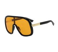 FORLUZ Lunettes de soleil coupe-vent surdimensionnées style punk, verres de soleil de luxe, lunettes de sport de plein air unisexes UV400 (noir et jaune)
