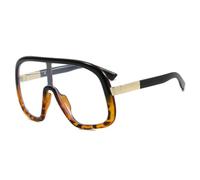 FORLUZ Lunettes de soleil coupe-vent surdimensionnées style punk, verres de soleil de luxe, lunettes de sport de plein air unisexes, UV400 (noir léopard transparent)