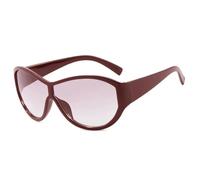 FORLUZ Lunettes de soleil de luxe une pièce pour femmes, tendance punk, pour hommes, lunettes de soleil de sport de plein air, coupe-vent, UV400 (rouge argent)